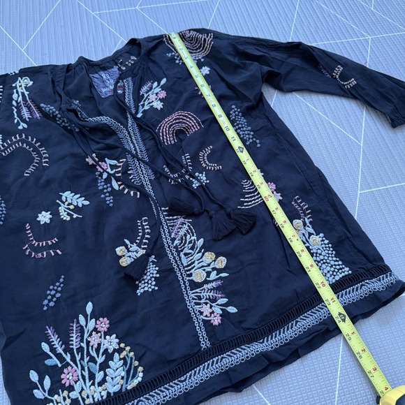 Johnny Was Pete & Greta Black Embroidered‎ Short Sleeve Size XS Oversized Cotton - Picture 7 of 7